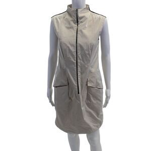 Lida Baday Womens Textured Sleeveless Zip Lined Short Dress Nude Size 4